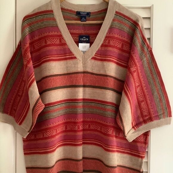 NWT 𝅺CHAPS Denim Cotton/Linen NWT Women's Lightweight Pullover Sz US L​​ - Picture 1 of 11